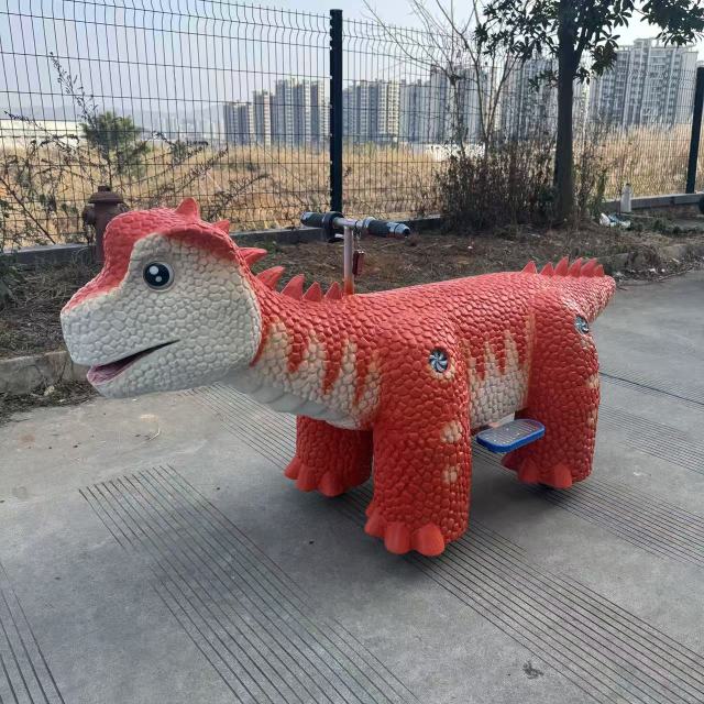 Montura de Dinosaurio de Dibujos Animados Roja Popular y Personalizable para Parques al Aire Libre