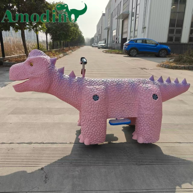 Pastel Pink Cartoon Dinosaur Kiddie Ride | Indoor Mall Kids Ride Supplier