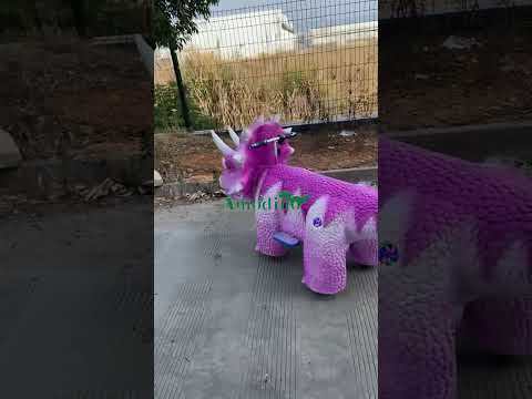Custom Pink Triceratops Kiddie Ride | Commercial Dinosaur Ride Manufacturer