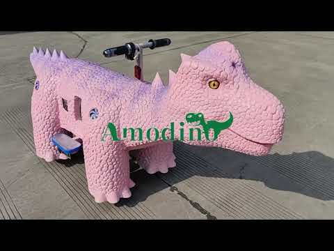Pastel Pink Cartoon Dinosaur Kiddie Ride | Indoor Mall Kids Ride Supplier