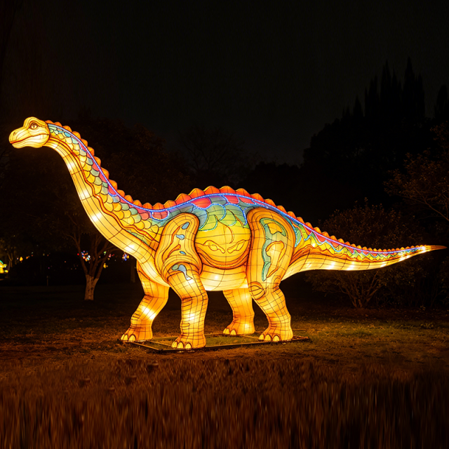 Outdoor Brachiosaurus Dinosaur Lantern - LED Prehistoric Light Display for Festival