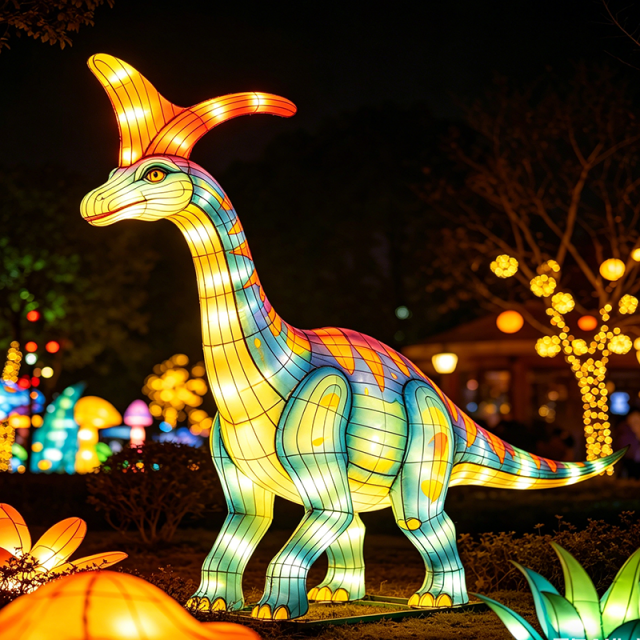Parasaurolophus LED Lanterns – Custom Prehistoric Decor for Shopping Malls & Theme Parks