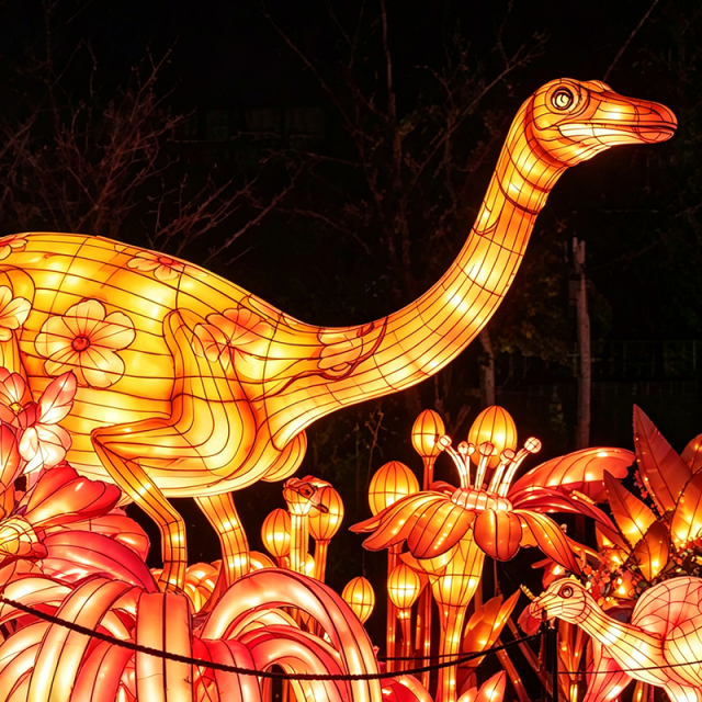 Outdoor Brachiosaurus Dinosaur Lantern - LED Prehistoric Light Display for Festival