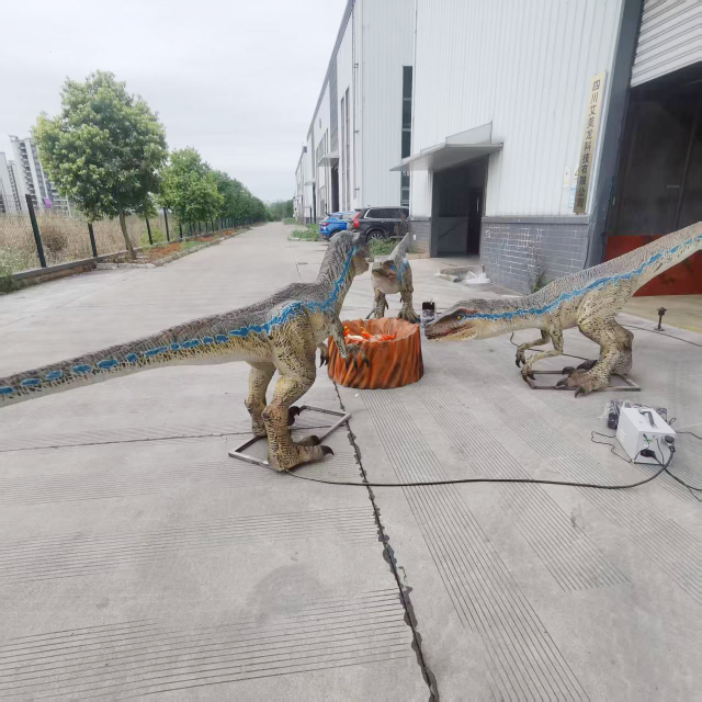 Amodino Realistic Velociraptor Trio with Nest & Eggs
