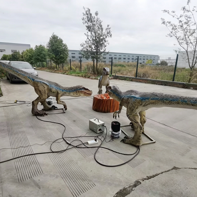 Amodino Realistic Velociraptor Trio with Nest & Eggs