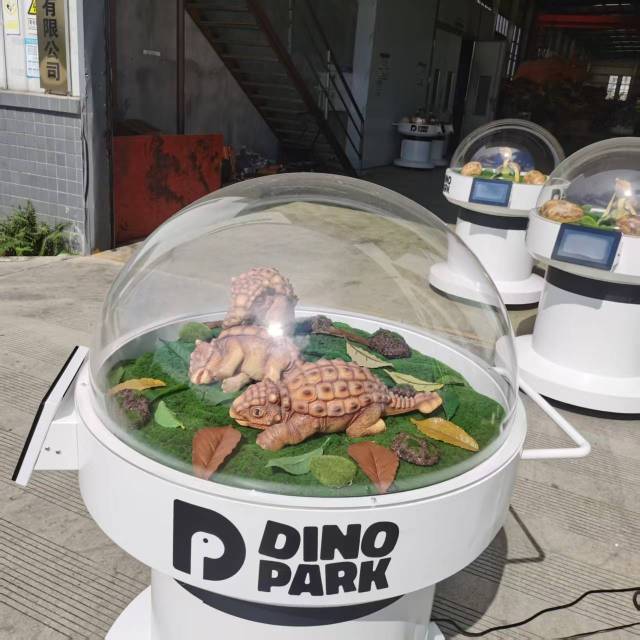 Dinosaur Egg Incubator Dome with Animatronic Ankylosaurus for Theme Park & Museum Display