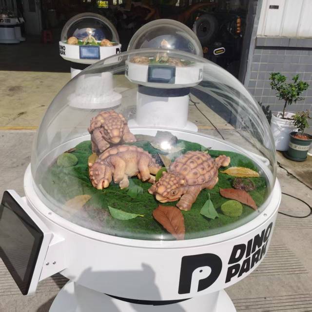 Dinosaur Egg Incubator Dome with Animatronic Ankylosaurus for Theme Park & Museum Display