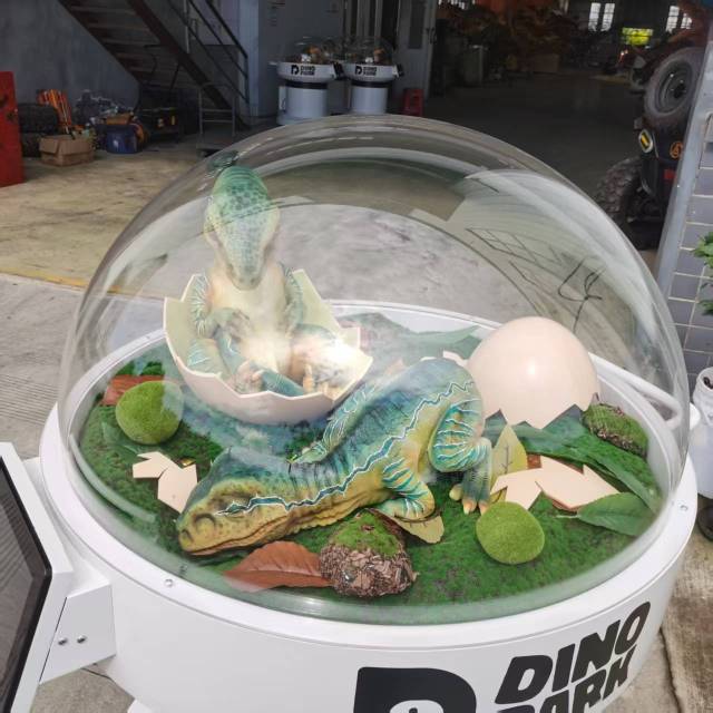 Custom Animatronic Velociraptor Incubator | Realistic Dinosaur Egg Hatching Display for Theme Parks & Museums