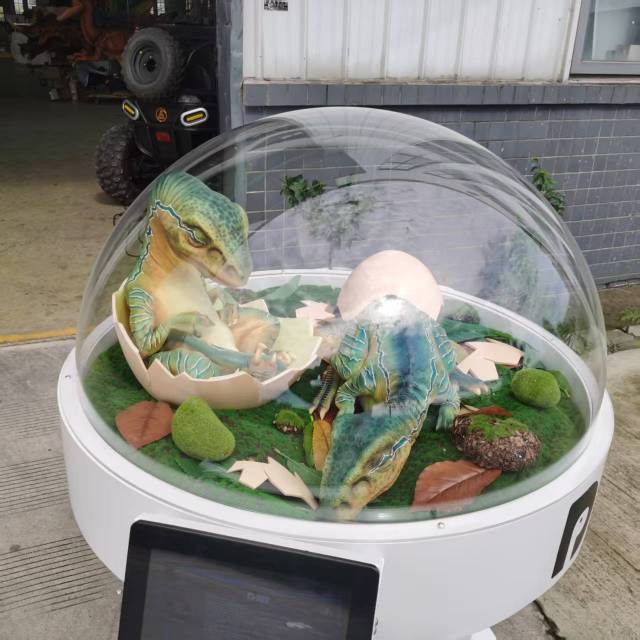 Custom Animatronic Velociraptor Incubator | Realistic Dinosaur Egg Hatching Display for Theme Parks & Museums