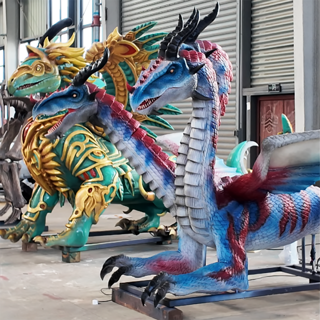 Custom Three-Headed Animatronic Dragon for Theme Parks