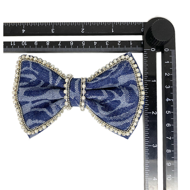 Custom bead embroidery shoes floral denim bow iron drill shoes floral jewelry women's shoes slippers children's shoes accessories to sample processing