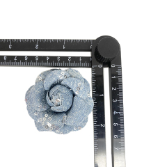 Custom beads embroidery shoes flower handmade denim flowers hot drill shoes flower jewelry women's shoes slippers children's shoes accessories to sample processing