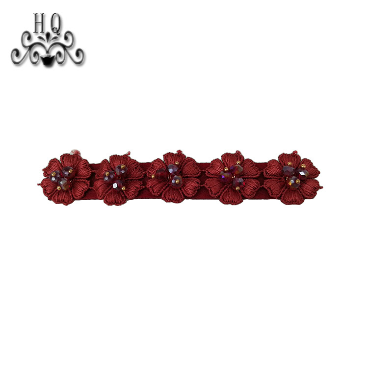 Cross-border explosive cloth flower slippers Women's shoes children's shoes hand stitched bead bead embroidery shoes flower shoe buckle shoe material clothing accessories