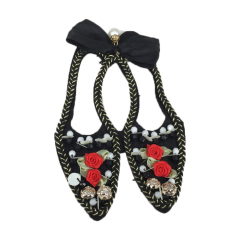 Europe and the United States new Bohemia beaded beaded embroidery shoes flower electric embroidery women's shoes slippers children's shoes flower shoe buckle accessories to sample processing custom