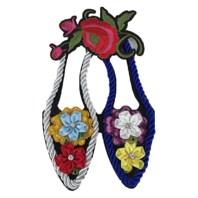 Europe and the United States new Bohemia beaded beaded embroidery shoes flower electric embroidery women's shoes slippers children's shoes flower shoe buckle accessories to sample processing custom