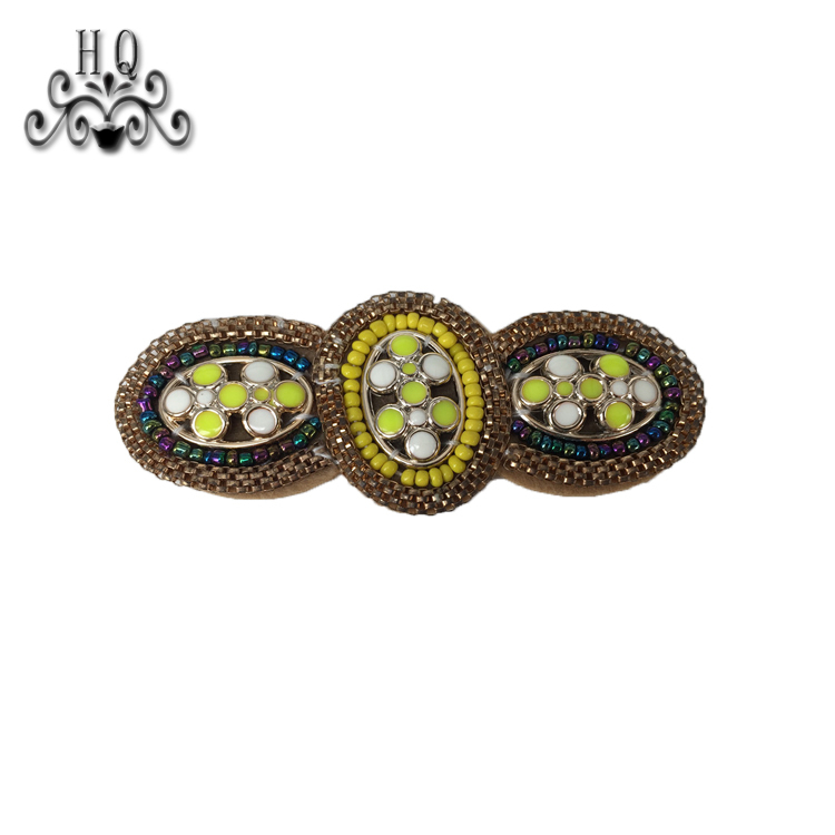 Cross-border explosive Bohemian style women's shoes zipper children's shoes Hand-beaded embroidery shoes Floral shoe buckle Shoe accessories electroembroidered acrylic
