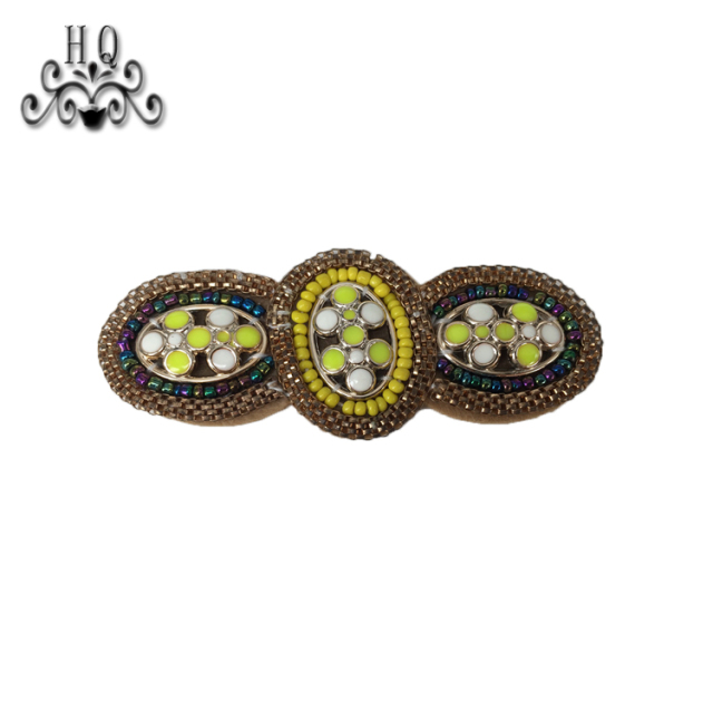 Cross-border explosive Bohemian style women's shoes zipper children's shoes Hand-beaded embroidery shoes Floral shoe buckle Shoe accessories electroembroidered acrylic