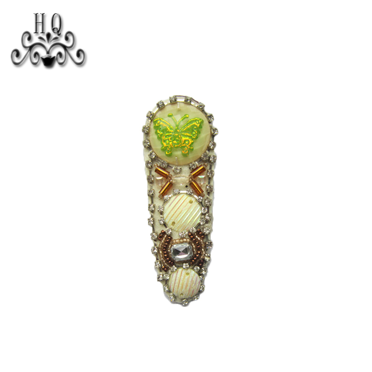 Cross-border explosive Bohemian style women's shoes zipper children's shoes Hand-beaded embroidery shoes Floral shoe buckle Shoe accessories electroembroidered acrylic