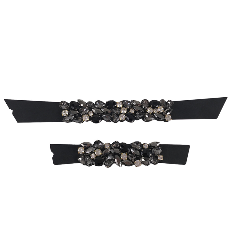2021 new stitched bead chain shoe material female fashion jewel inlaid sandal upper semi-finished products to sample processing custom