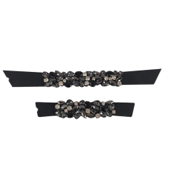 2021 new stitched bead chain shoe material female fashion jewel inlaid sandal upper semi-finished products to sample processing custom