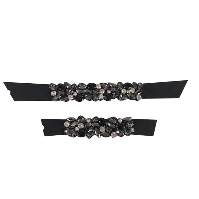 2021 new stitched bead chain shoe material female fashion jewel inlaid sandal upper semi-finished products to sample processing custom