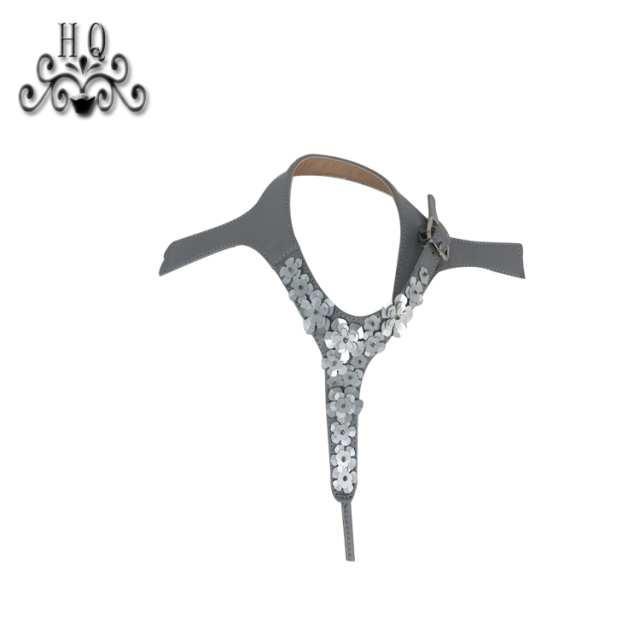 2021 new stitched bead chain shoe material female fashion jewel inlaid sandal upper semi-finished products to sample processing custom