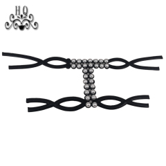 2021 new stitched bead chain shoe material female fashion jewel inlaid sandal upper semi-finished products to sample processing custom