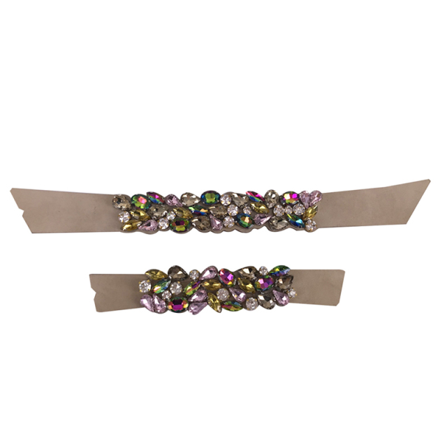 2021 new stitched bead chain shoe material female fashion jewel inlaid sandal upper semi-finished products to sample processing custom