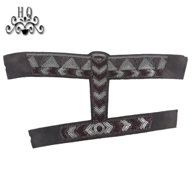 2021 new stitched bead chain shoe material female fashion jewel inlaid sandal upper semi-finished products to sample processing custom