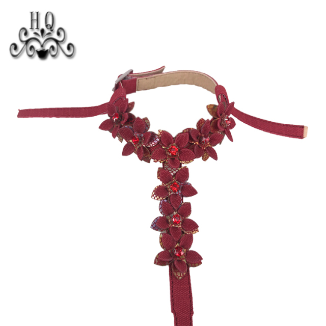 New stitched bead chain shoe material female fashion jewel inlaid sandal upper semi-finished products to sample processing custom