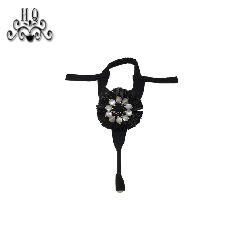 New stitched bead chain shoe material female fashion jewel inlaid sandal upper semi-finished products to sample processing custom