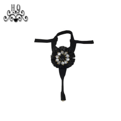 New stitched bead chain shoe material female fashion jewel inlaid sandal upper semi-finished products to sample processing custom