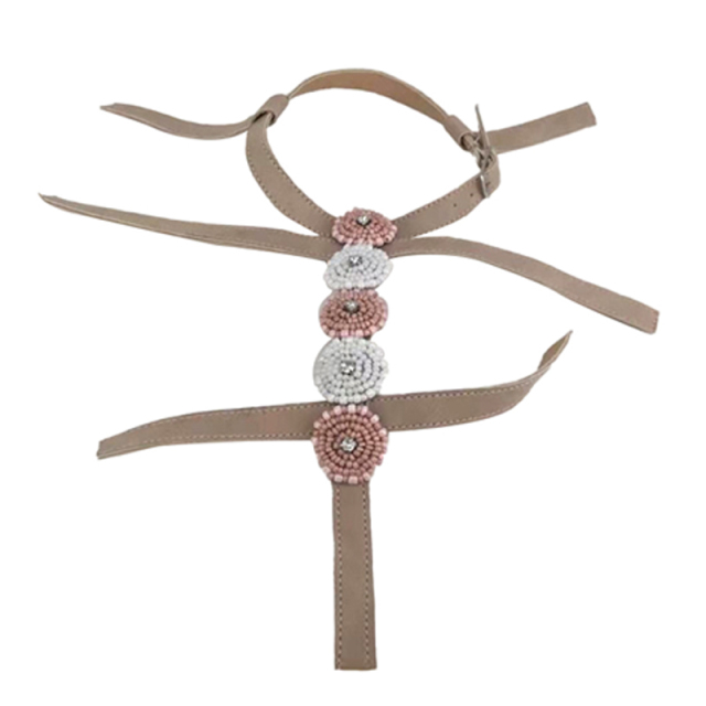 Cross-border manufacturers hand-stitched bead women's slippers shoe upper shoe materials shoe accessories processing customization