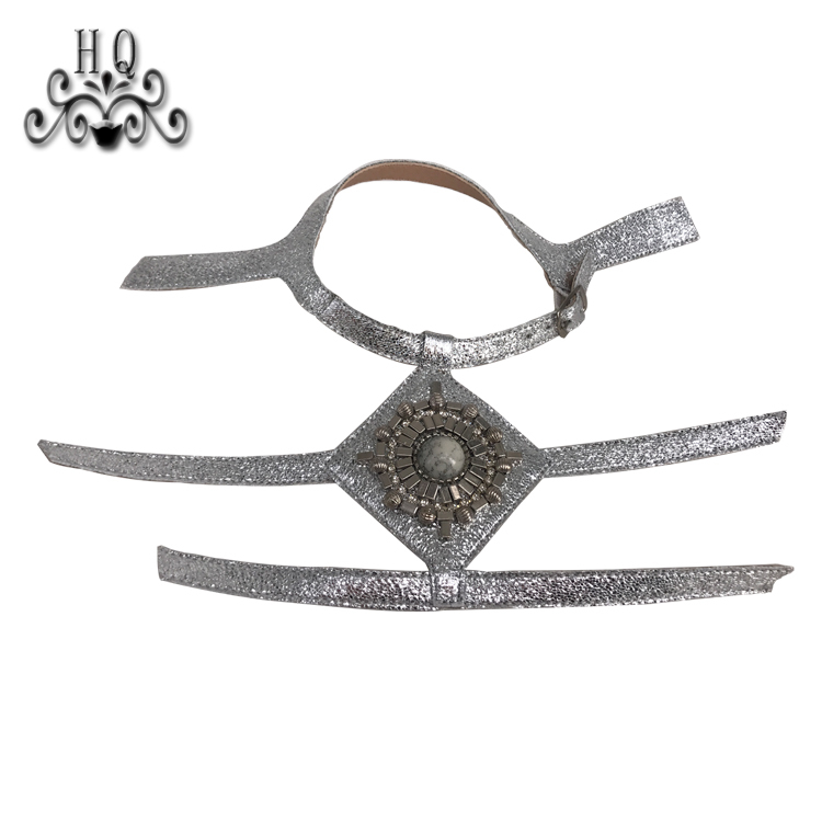 New stitched bead chain shoe material female fashion jewel inlaid sandal upper semi-finished products to sample processing custom