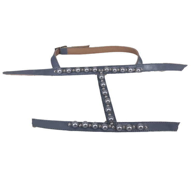 New stitched bead chain shoe material female fashion jewel inlaid sandal upper semi-finished products to sample processing custom