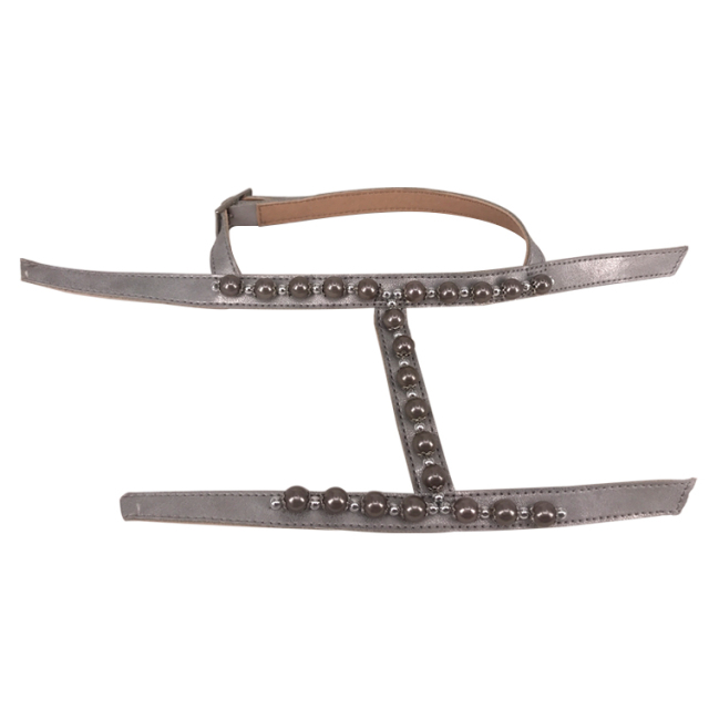 New stitched bead chain shoe material female fashion jewel inlaid sandal upper semi-finished products to sample processing custom