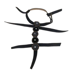 Cross-border manufacturers hand-stitched bead women's slippers shoe upper shoe materials shoe accessories processing customization