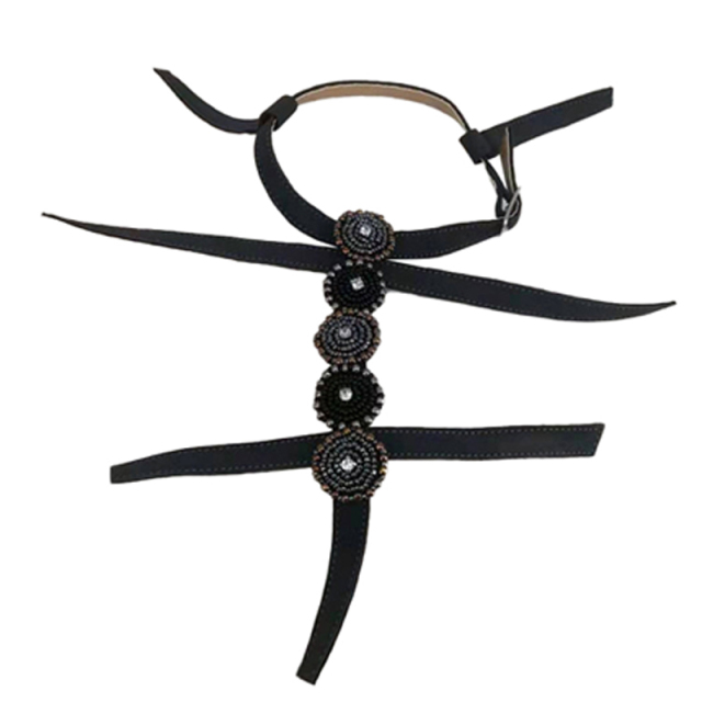 Cross-border manufacturers hand-stitched bead women's slippers shoe upper shoe materials shoe accessories processing customization