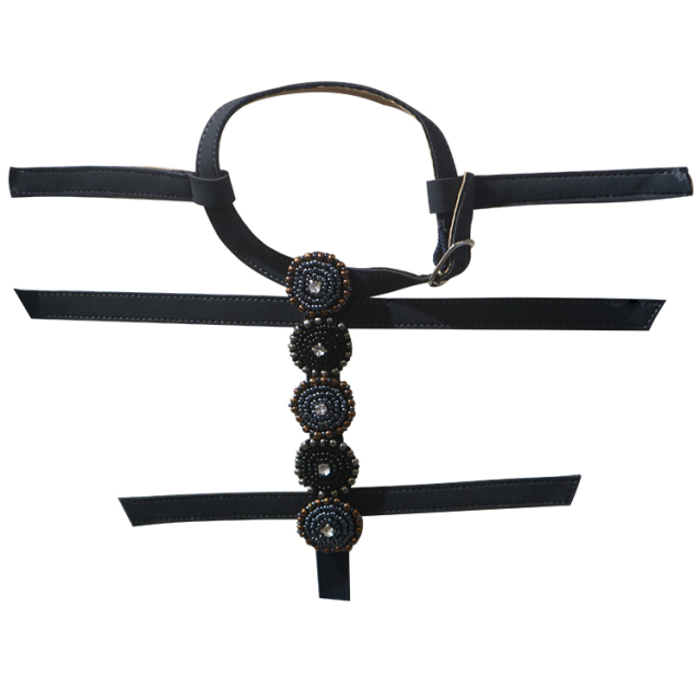 Cross-border manufacturers hand-stitched bead women's slippers shoe upper shoe materials shoe accessories processing customization