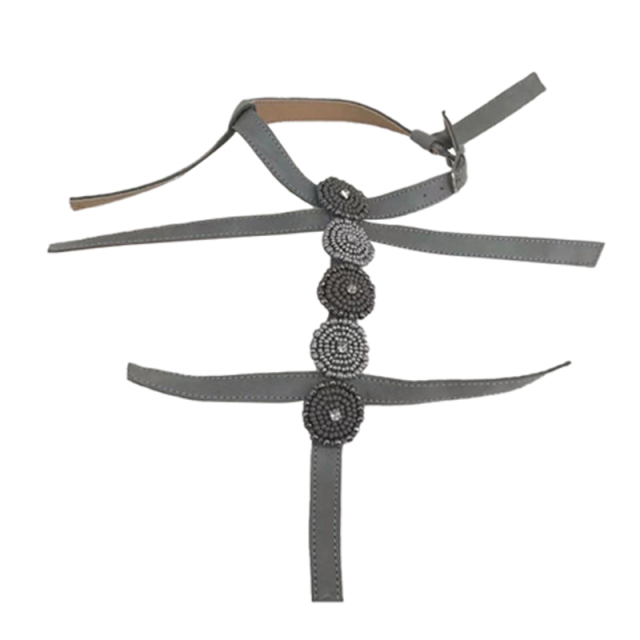 Cross-border manufacturers hand-stitched bead women's slippers shoe upper shoe materials shoe accessories processing customization