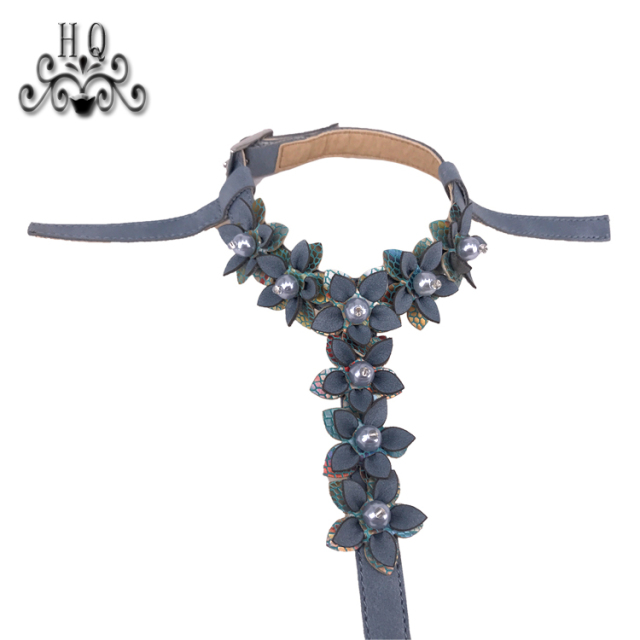 New stitched bead chain shoe material female fashion jewel inlaid sandal upper semi-finished products to sample processing custom