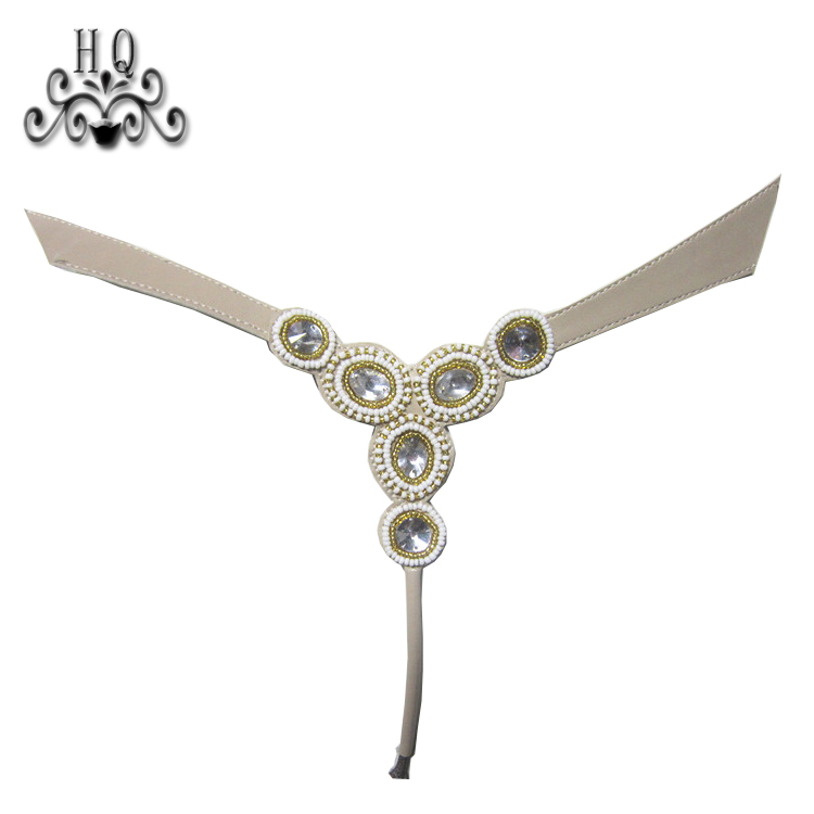New stitched bead chain shoe material female fashion jewel inlaid sandal upper semi-finished products to sample processing custom
