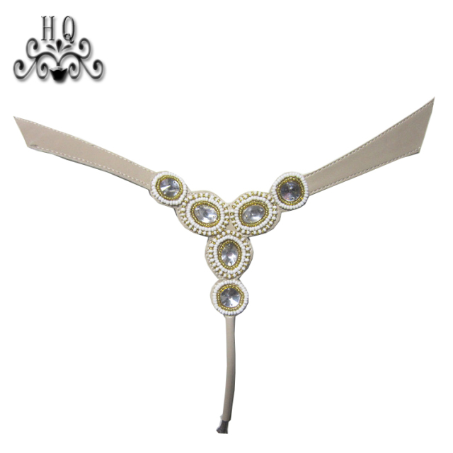 New stitched bead chain shoe material female fashion jewel inlaid sandal upper semi-finished products to sample processing custom