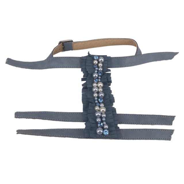 New stitched bead chain shoe material female fashion jewel inlaid sandal upper semi-finished products to sample processing custom