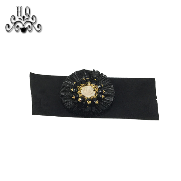 Cross-border manufacturers hand-stitched bead women's slippers shoe upper shoe materials shoe accessories processing customization