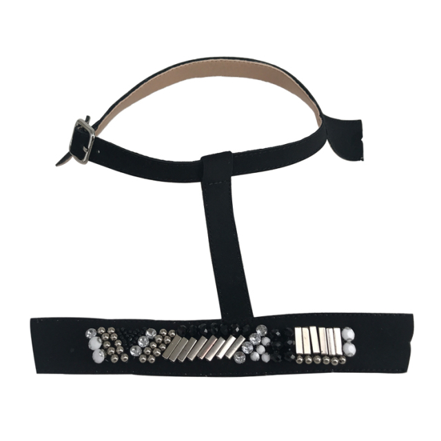 Cross-border manufacturers hand-stitched bead women's slippers shoe upper shoe materials shoe accessories processing customization