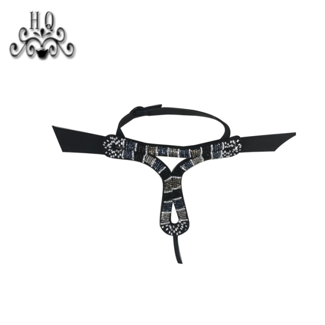 Cross-border manufacturers hand-stitched bead women's slippers shoe upper shoe materials shoe accessories processing customization