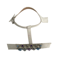 Cross-border manufacturers hand-stitched bead women's slippers shoe upper shoe materials shoe accessories processing customization