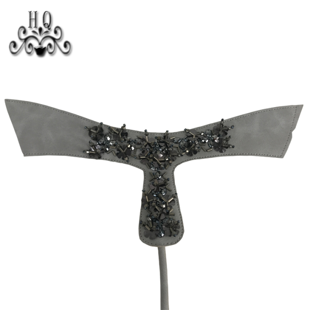 Cross-border manufacturers hand-stitched bead women's slippers shoe upper shoe materials shoe accessories processing customization