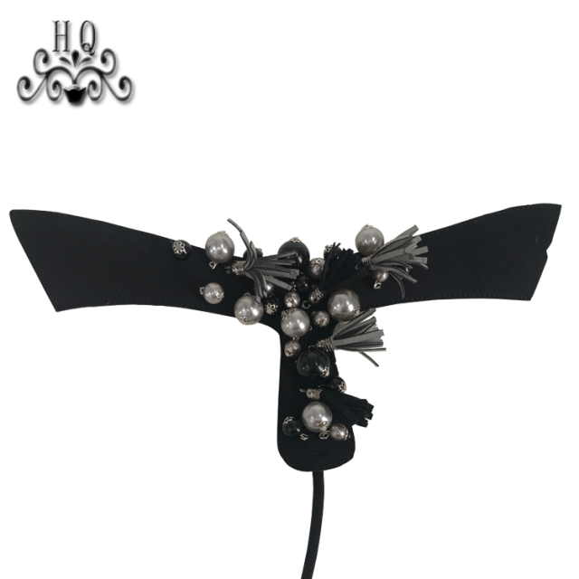 Cross-border manufacturers hand-stitched bead women's slippers shoe upper shoe materials shoe accessories processing customization